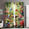 2 Pcs Spring Birds and Flowers Print Curtains,suitable for Bedroom,living Room Kitchen Decoration,home Decoration,window Decor
