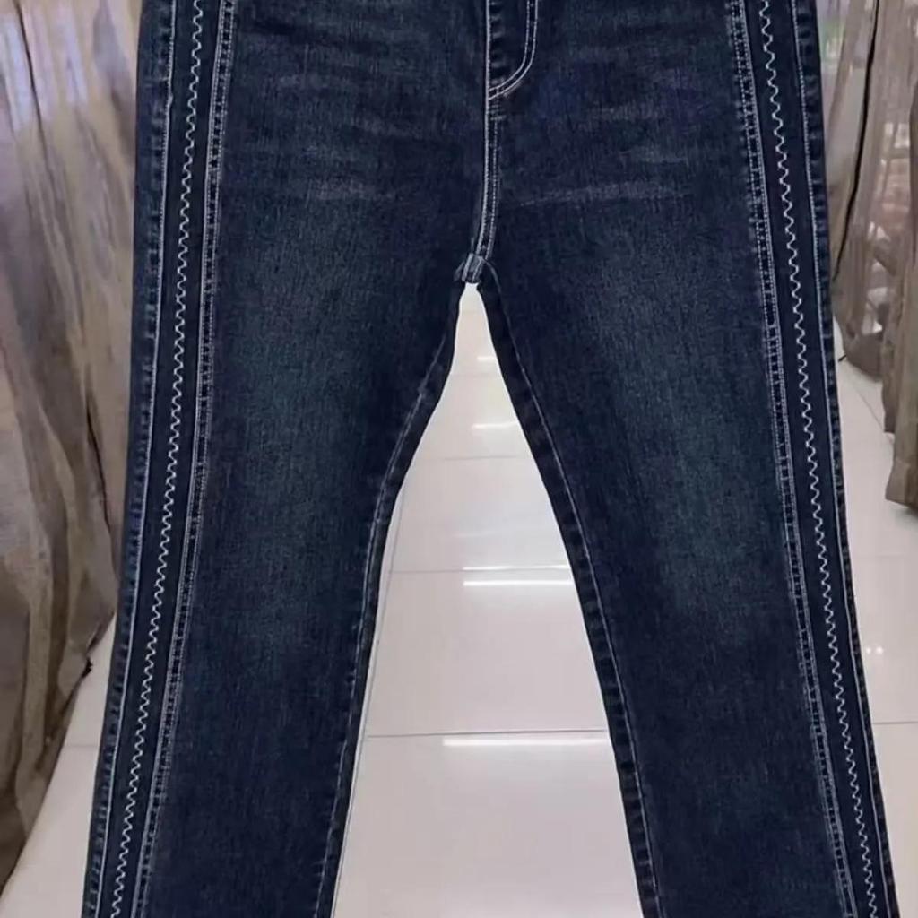 Women's Autumn High Waist Jeans Lady Design Elastic Washed Denim Pants