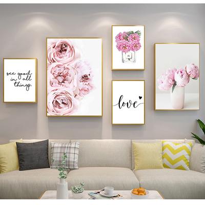 Art Floral Picture Bedroom Decor Home Decoration Canvas Painting Nordic Decor Pink Peony Flower Poster and Print Love Wall