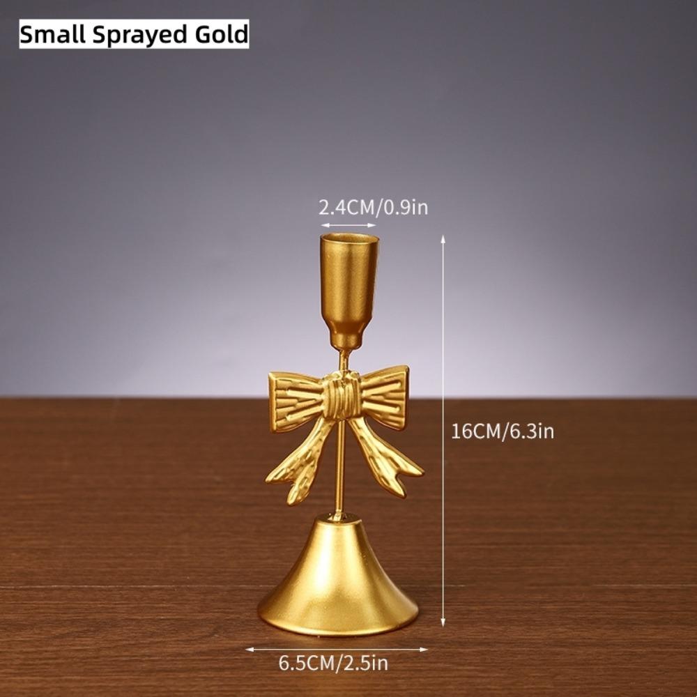 Iron Candlestick Golden Taper Candle Stands Classic Bow Candle Holder  For Wedding/Table Decor