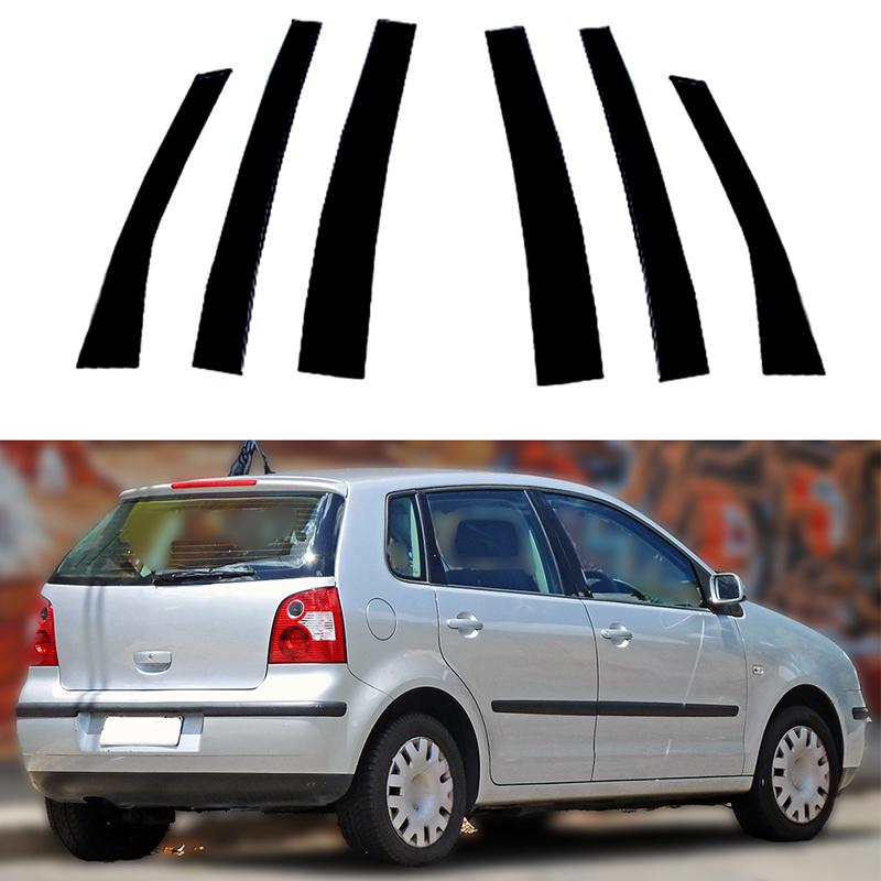 

6 шт., автомобильные стойки, накладки на окна, декоративные наклейки для Volkswagen Polo Mk4 (9N)5-дверный хэтчбек