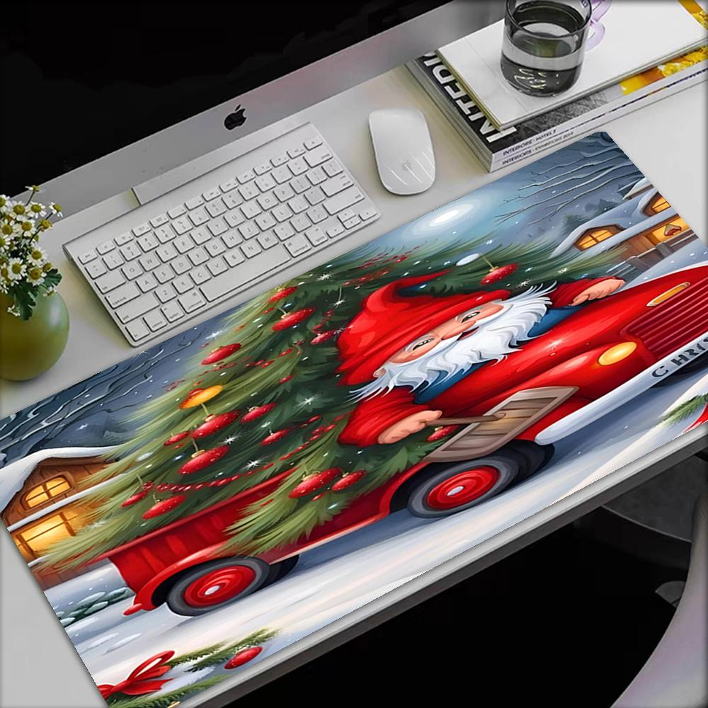Christmas Santa Claus Theme Mouse Pad, Non Slip Rubber Base, Multifunctional Office & Home Decor, Perfect for Workspace Personalization.
