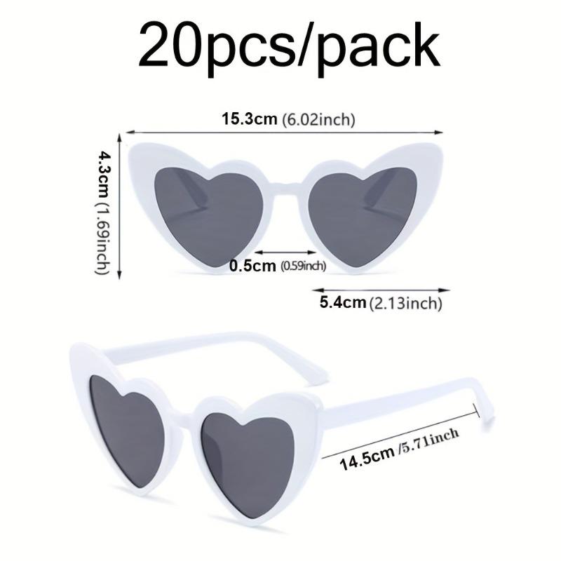 20 White Heart-shaped Glasses Women's Only Retro Bachelor Party and Wedding Party Accessories Suitable for Birthdays Parties