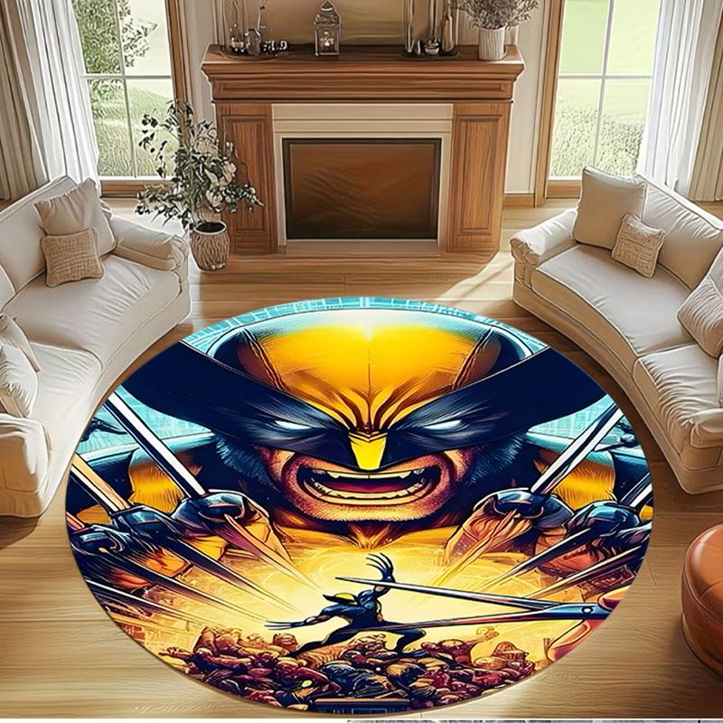 Wolverine Print Round Rug, Washable Floor Carpet, For Entryway Dorm Laundry Room Office Study, Home Decor Birthday Christmas Gift