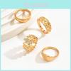 Geometric Metal Ring Set For Men And Women With Electroplated Finish For Trendy Fashion Accessories
