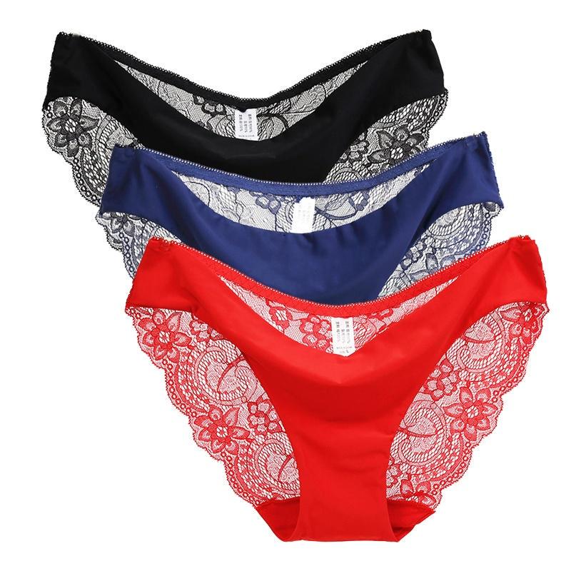 Frauen Spitze Höschen Nahtlose Baumwolle Höschen Hohl Slips Unterwäsche 3 teile/los