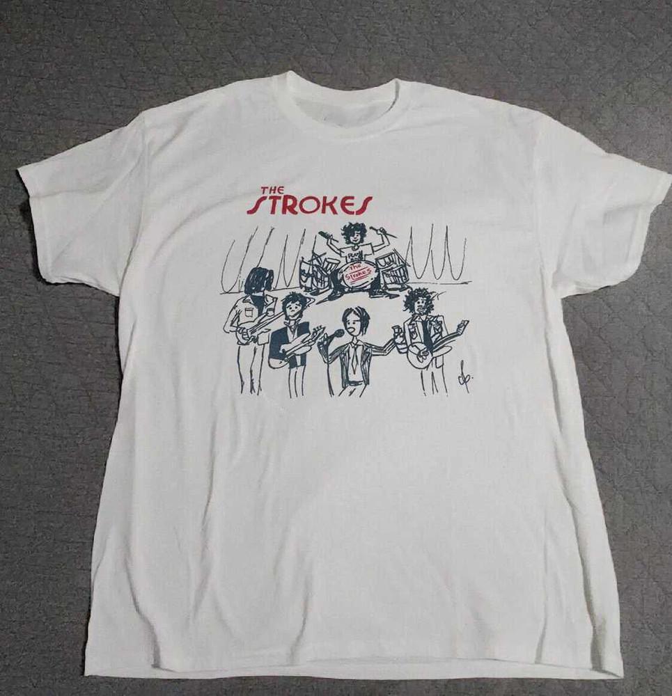The Strokes band Tour Graphic White T Shirt Full Size S-5XL Unisex T-Shirt S