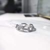 925 Silver Classic Link Chain Shape Simulated Diamond Stackable Ring for Women Crystal Zircon Engagement Rings