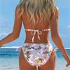 The New European and American Split Printing Splicing Neck Women's Split Swimsuit Bikini Suit Is Sexy