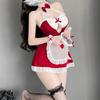 Baioretto Sexy Maid Cosplay White and Red Ribbon Mini Cute Maid Cosplay Tube Bold and Seductive for Women and Costume White One Size Fits All Costume,