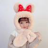 Kids Winter Plush Hat With Scarf Integrated For Outdoor Snow Sports