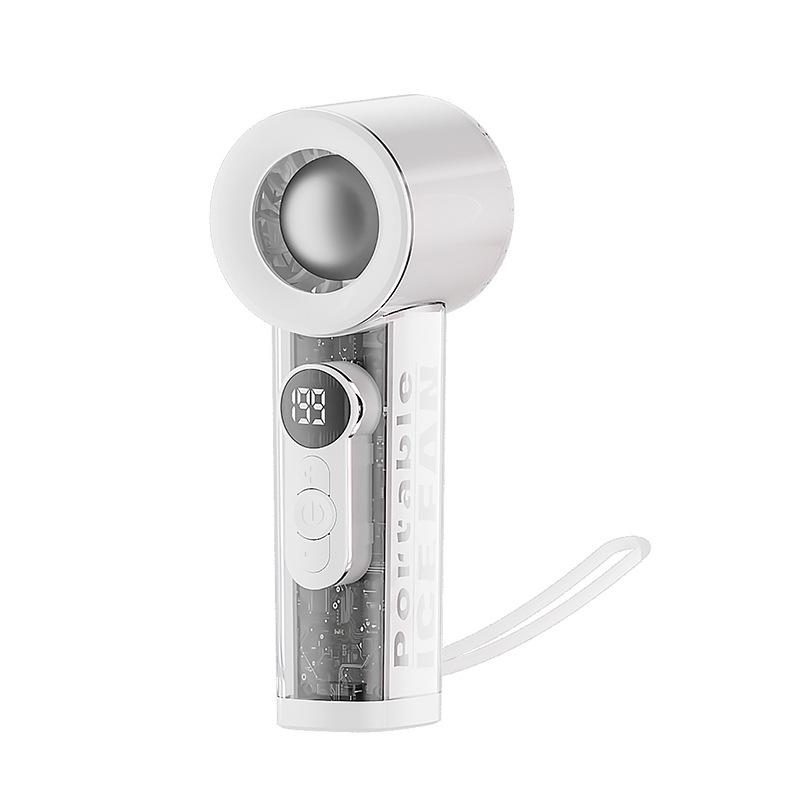 Rechargeable Portable Handheld Mini Fan with Transparent Display & Ice Pack 4.6*5.2*12.7 cm