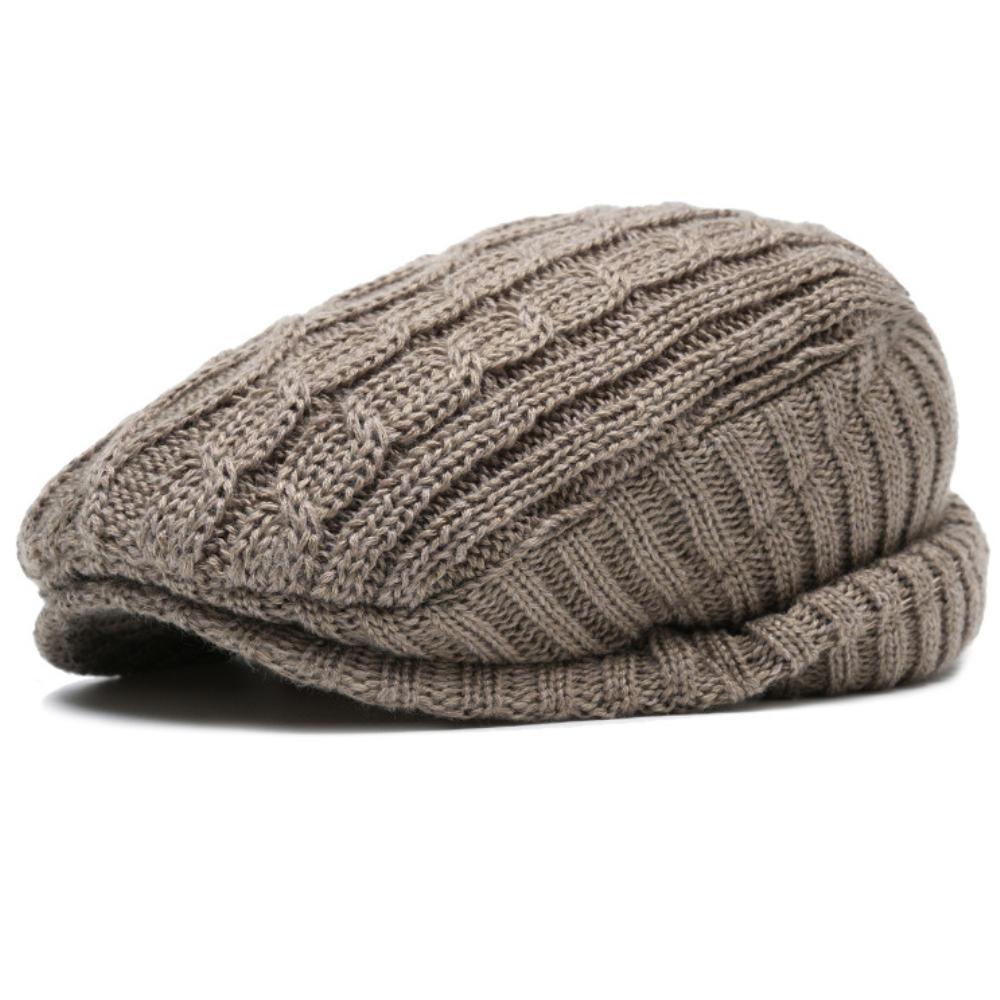 

HT4487 Beret New Thick Warm Knitted Winter Hat Men Women Beret Cap Male Female Earflap Flat Cap Vintage Artist Painter Beret Hat 56-60cm Adjustable хаки