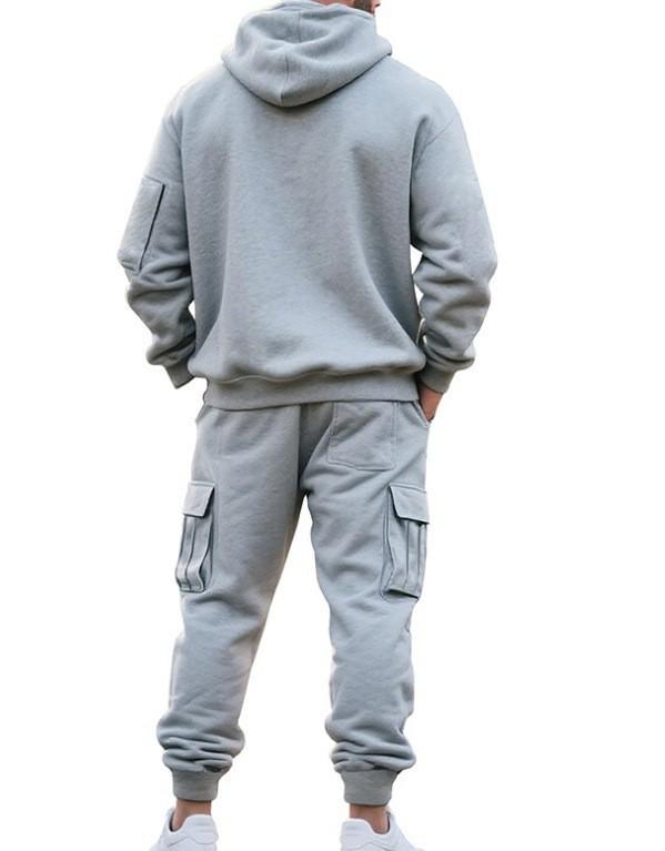 Set Felpa con Mezza Zip Casual da Uomo e Pantaloni della Tuta Multitasche 2025