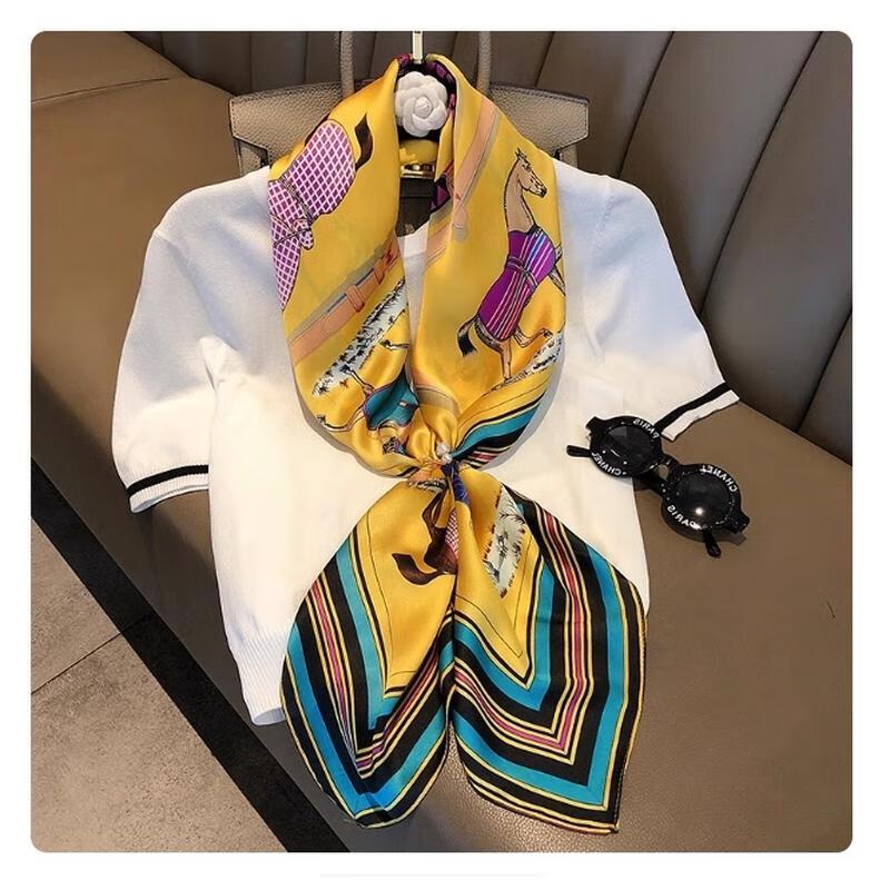 French Style Striped Square Scarf