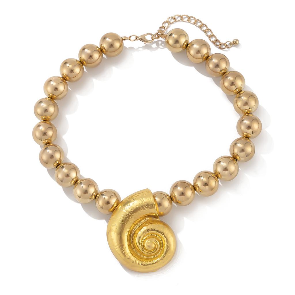 Ocean Wind Sea Star Pearl Necklace Women Beach Conch Metal Wind Beaded Necklace