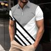 Plus Size Men's Clothing Striped Polos T-Shirts Summer Short Sleeve 3d Printed Streetwear Male Zippers POLO Tee Casual Tops