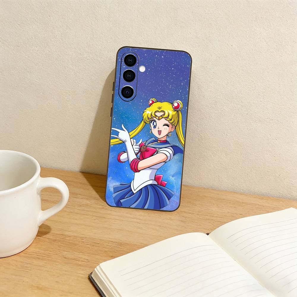 CUTE Cartoon S-Sailor M-Moons Phone Case For Samsung Galaxy A73,A72,A71,A70,A53,A52,A51,Others Soft Black Cover