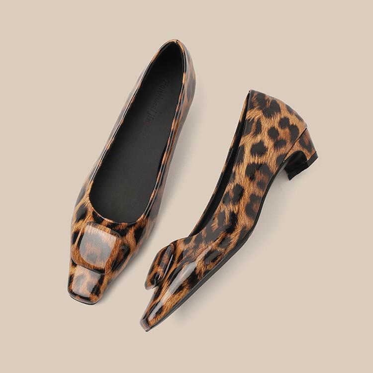 Square Toe Block Heel Mary Jane Slip-On Shoes with Buckle