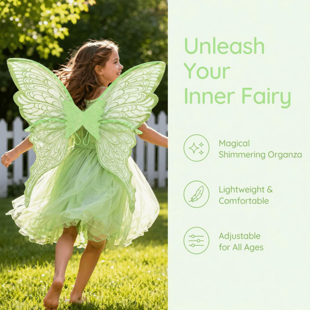 Fantasy Lightweight Fairy Wings Colorful Organza Sparkling Angel Wings Sparkling Durable Dress Up Wings for Women Girls