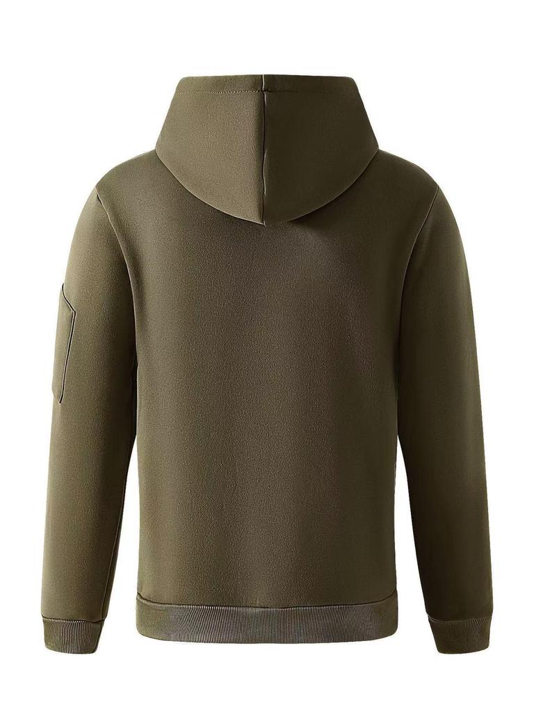 Men's Multi-Pocket Fleece Lined Hoodie Jacket - Casual and Versatile for Autumn/Winter