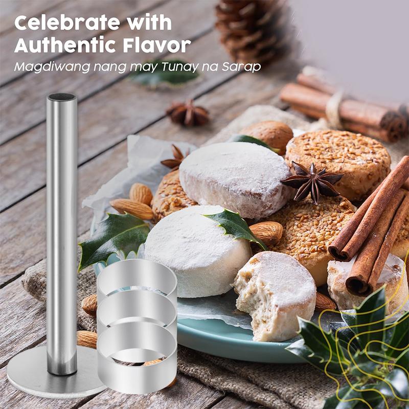 Ανοξείδωτο Πιεστήριο Pulburon Με Ωθητήρα Εργαλεία Διακόσμησης Τούρτας DIY Δαχτυλίδι Φόρμας Μους Τούρτας Δαχτυλίδια Μαγειρικής Εργαλεία Ψησίματος