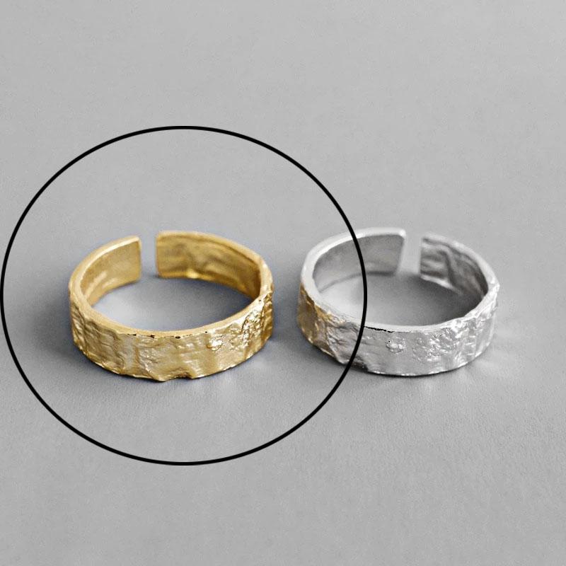 925 Silver Rings For Women Hollow Out Gold Color Temperament Personality Fashion Female Trendy Resizable Opening Rings