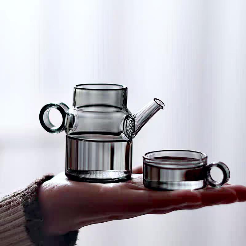 100ml Small Capacity Glass Teapot Brew Green Tea Tea Maker Household Heat-resistant One Tea Pot One Cup Kungfu Tea Set Teaware