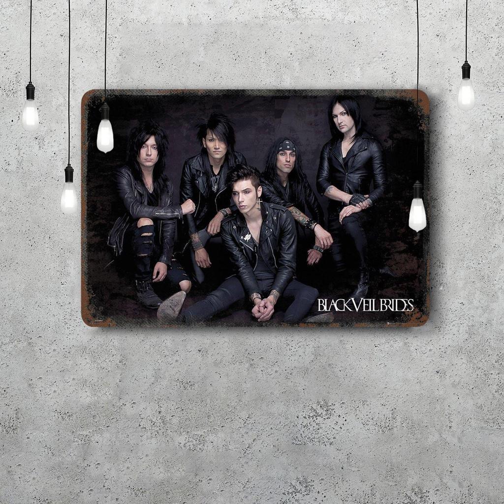Poster Decorativo Black Veil Brides Segno di Latta Vintage Segno Metallico Placca Decorativa per Pub Bar Man Cave Club Decorazione Murale