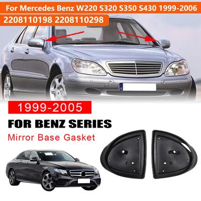 2Pcs Car Exterior Door Mirror Gasket Side Mirror Gasket Seals 2208110298 for Mercedes‑Benz W220 S320 S350 S430 1999-2005