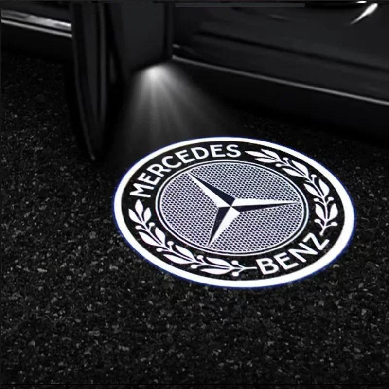 2pcs Car Door Light Laser Logo Decor Project Ghost Lamp For Mercedes Benz A B C M ML GLA GLS E Class W176 W205 W166 W246 W212