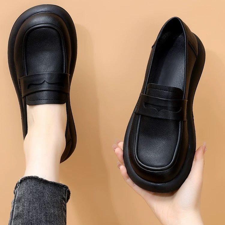 Soft-soled one-pedal shoes, shallow-mouth comfortable single shoes, spring and summer versatile commuting small leather shoes
