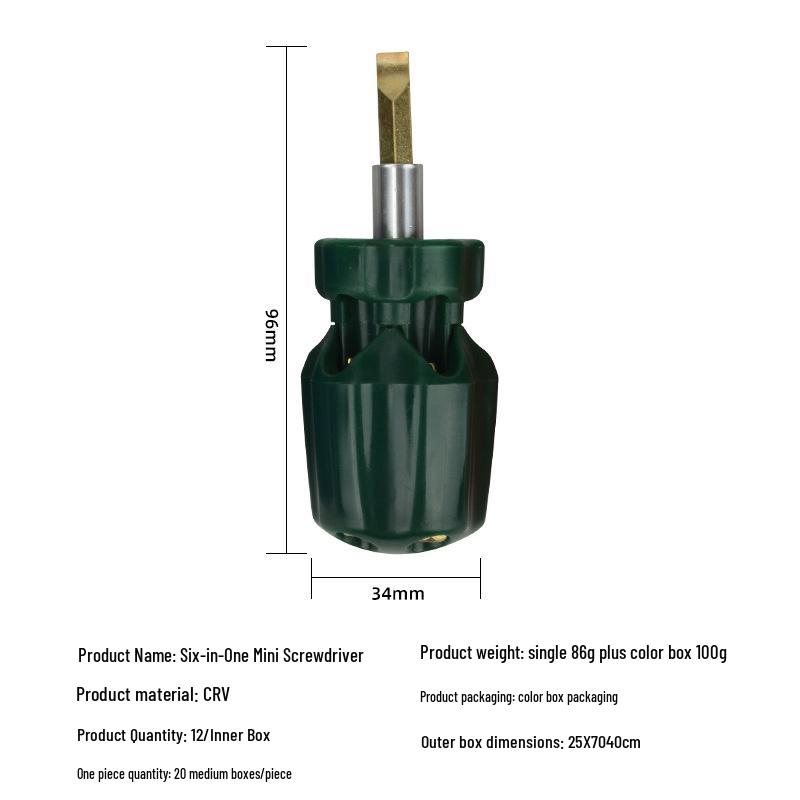 Six-in-One Multi-Functional Home Repair Screwdriver with Phillips and Star Bits