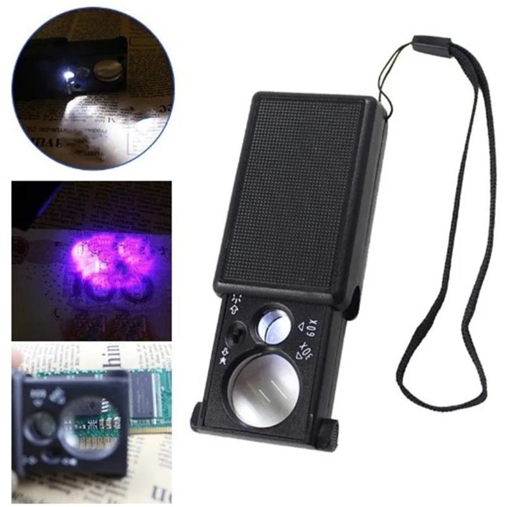 Acrylic Lens Jewelry Magnifier LED UV Light Magnifying Glass for 30X, 60X Watch Repair