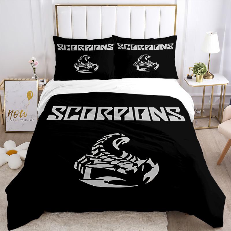 3pcs Scorpions Band Logo Cover Set, 1 Cover + 2 Pillowcases (No Insert), Bedding for All Seasons, Bedding,Bedroom Decor Yy250922005