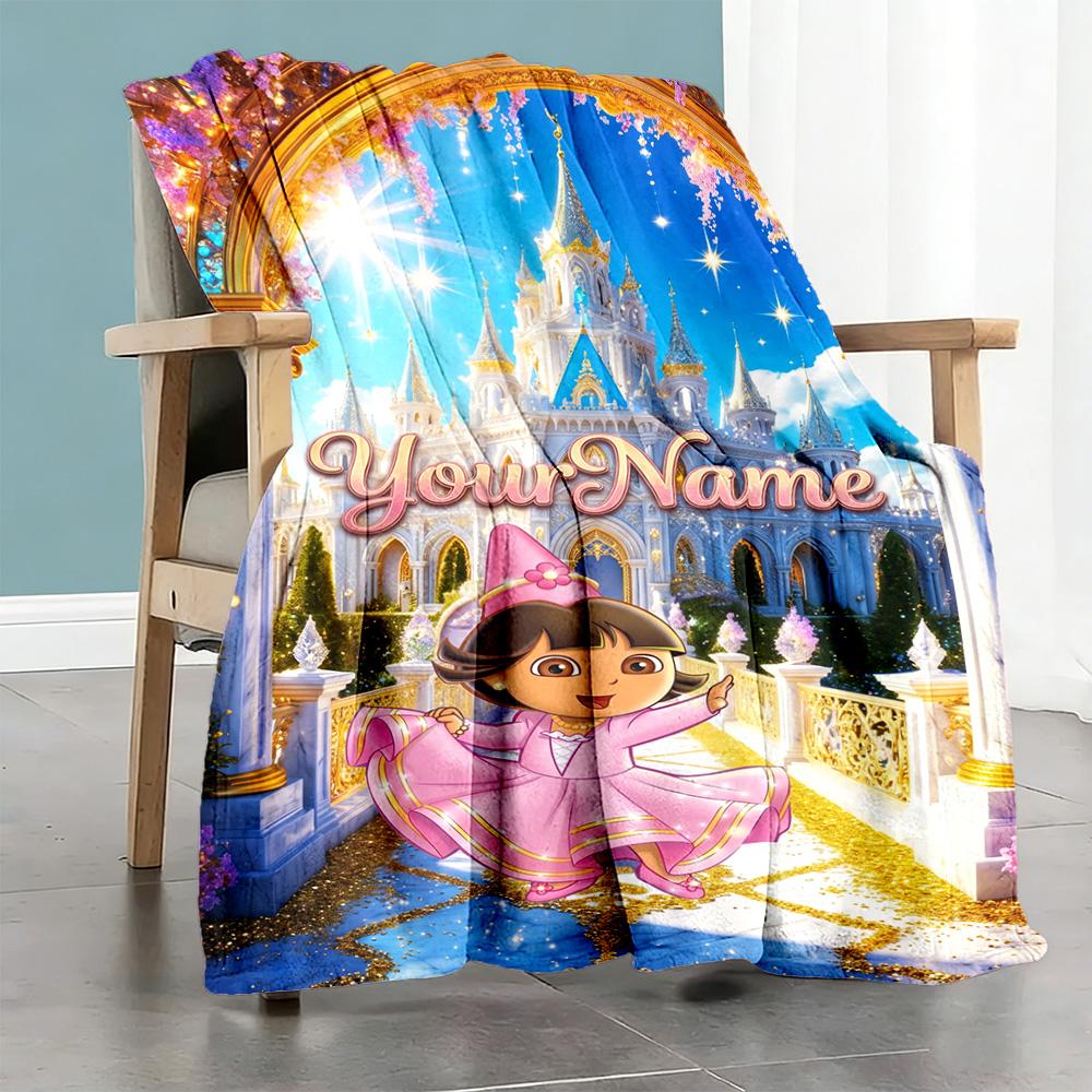 Dora Explorer Personalized Text Blanket Throw Personalized Blanket Ultra-Soft Suitable for Living Room Sofa Seaside Livingroom