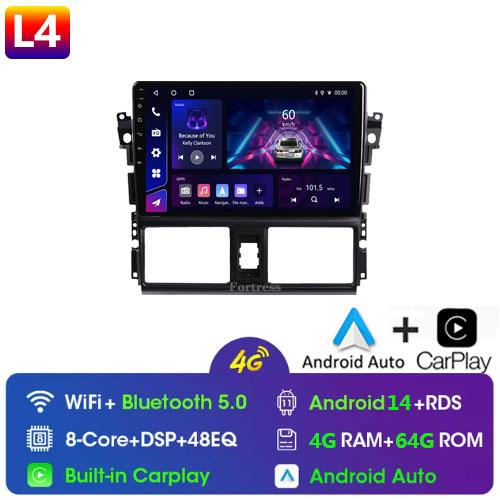For TOYOTA VIOS GEN 3 Yaris 2013 - 2016 Car Radio Android Automotive Multimedia Player Navigation GPS Carplay Screen Auto Stereo