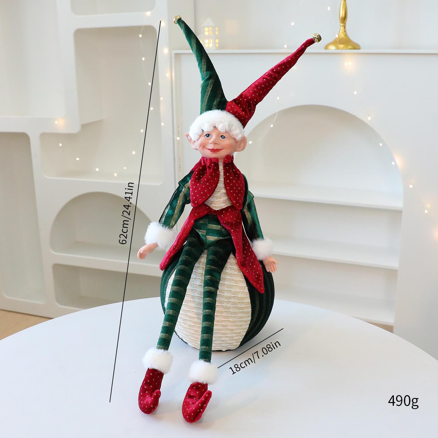 Christmas Elf Ball Ornament: Festive Scene Fabric Clown Decoration
