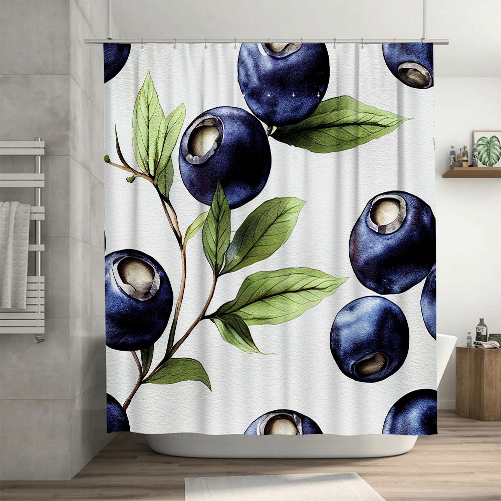 Luxuriöser Blaubeer-Duschvorhang 3D-Druck Wasserdicht Badezimmerdekor in Badezimmern Küchen auf .com.