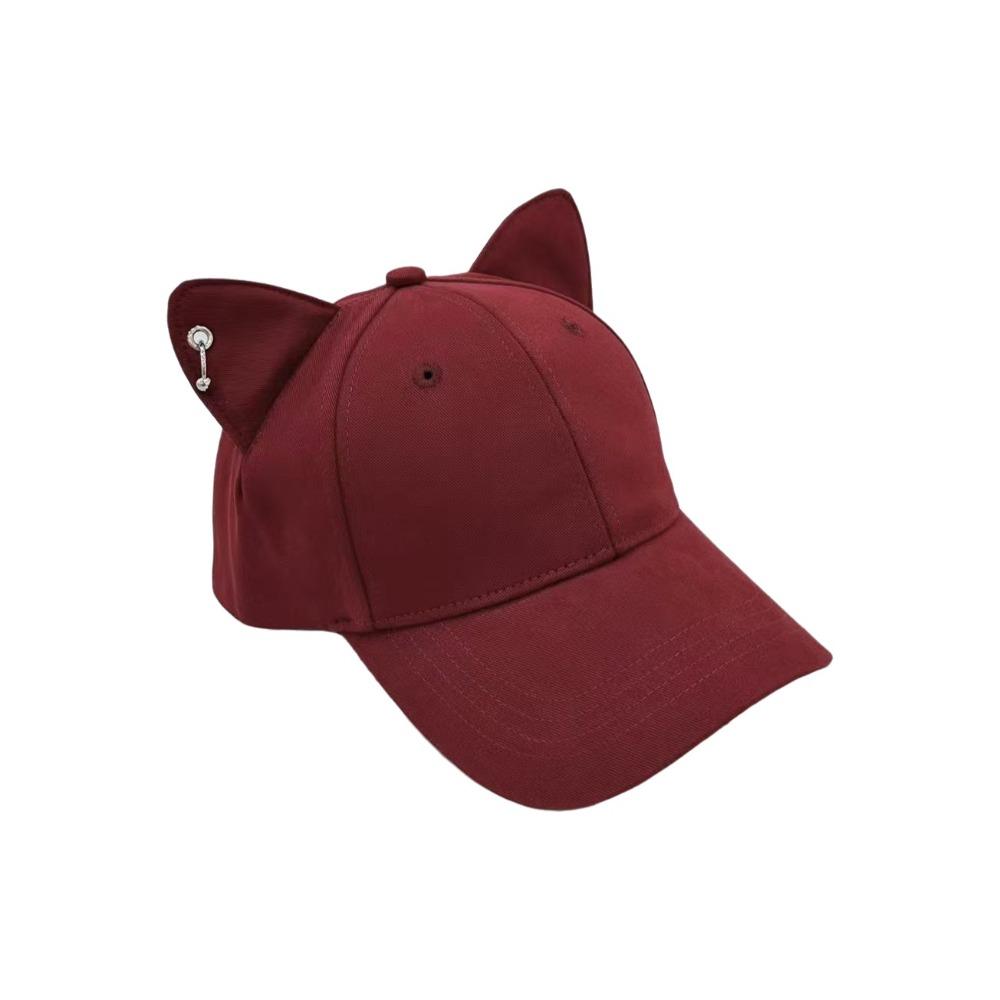 Cute Sweet 3D Cat Ears Baseball Cap Sun Protection Adjustable Baseball Hats Hard Top Visor Peaked Cap Spring and Summer