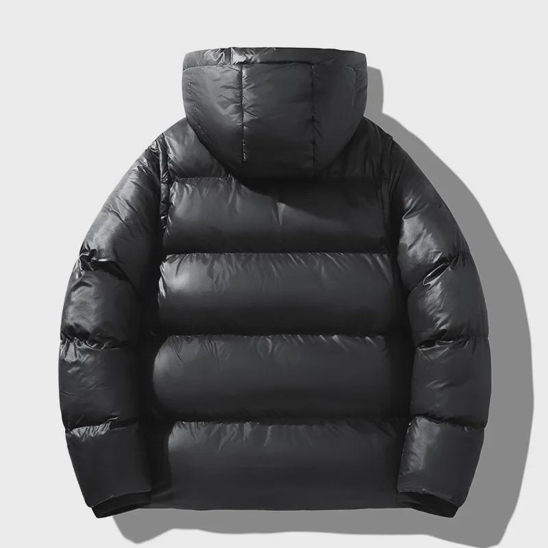 Herren Winter Graphen Baumwolljacke mit Selbstheizung und abnehmbarer Kapuze, verdickt für Wärme - Schwarz und Gold.