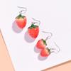 Fashion Simple Acrylic Strawberry Pendant Earrings Quality Drop Earrings for Girls Women Gift Lovely Zircon