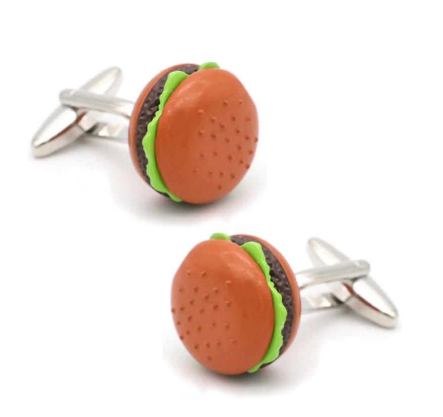 Igame Fast Food Manchetknopen Bruine Kleur Hamburg Frietjes Ontwerp Kwaliteit Messing Materiaal Manchetknopen Voor Mannen brown