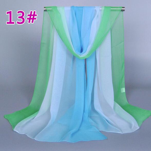 Lady Fashion Voile Girls Scarves Chiffon Scarf Women High Quality Gradual Color Women Silk Scarf  Popular Scarves Wrap shawl