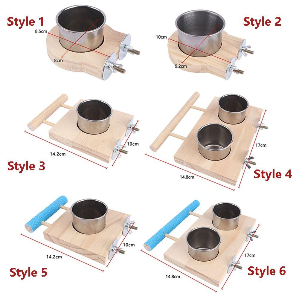 Wooden Perch Stand Hanging Feeder Bowls Multifunctional Bird Food Cups  Budgie
