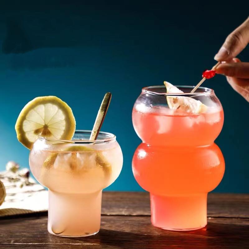 Transparante Glazen Beker Hoge Borosilicaat Hittebestendig Whiskey Wijn Yoghurt Dessert Beker Huisbar Drinkgerei Kalebasvorm Waterbeker