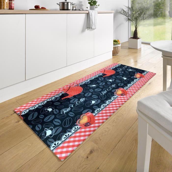 Tapis de cuisine - MANI TEXTILE - COFFEE 50x180cm - Noir - Rectangulaire - Autres motifs - Intérieur - Lavable