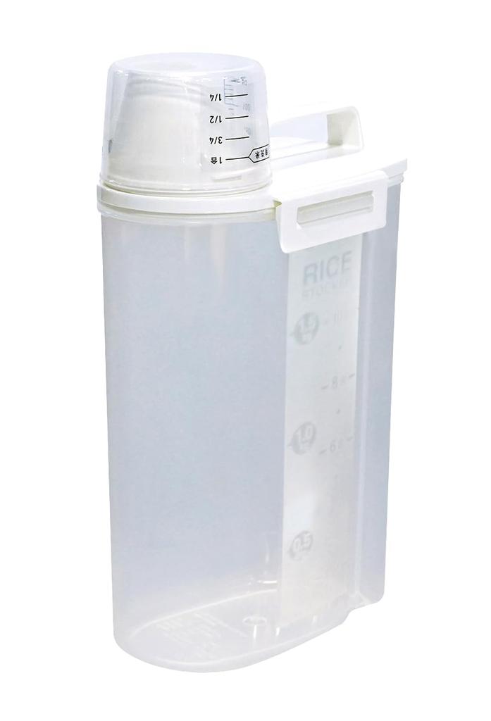 Airtight Rice Refrigerator Maintains 2kg Tightly Vertical and Horizontal Storage Container, Storage, Freshness, Capacity, White, Sealed, (Gasket