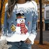 Herbst & Frühling Kleidung Weihnachten Schneemann Haus Druck Pullover Tops für Frauen Rundhals Langarm