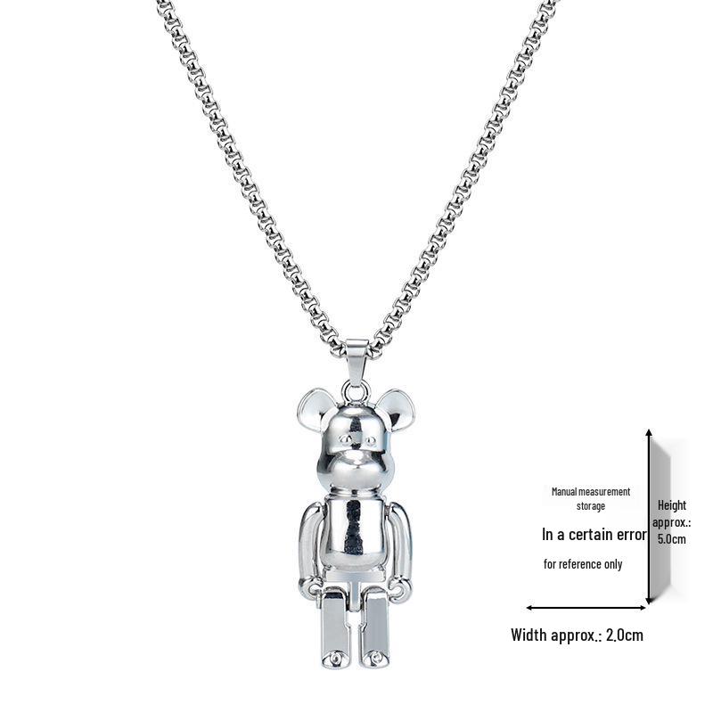 Creative Cartoon Bear Necklace with Movable Limbs - Zinc Alloy Pendant Jewelry